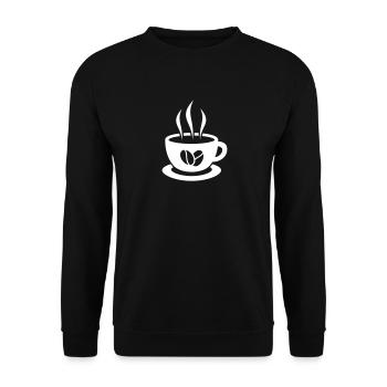 Kaffee - Unisex Pullover - Schwarz - Vorne - Alina (178cm) & Michal (187cm)