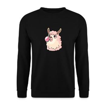 Lama mit Bubblegum - Unisex Pullover - Schwarz - Vorne - Alina (178cm) & Michal (187cm)