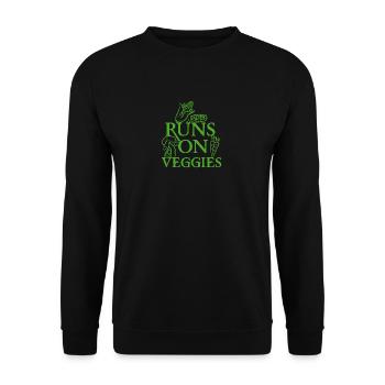 T-shirt végétalien Fonctionne sur les légumes - Sweat-shirt Unisexe - noir - Devant - Alina (178cm) & Michal (187cm)