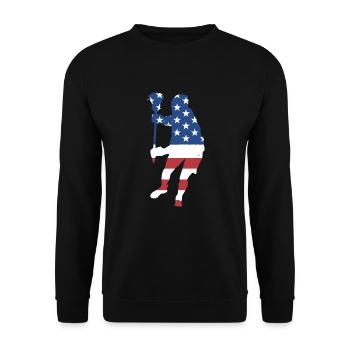 Sport Us Flag Field Lacrosse - Unisex Sweatshirt - black - Front - Alina (178cm) & Michal (187cm)