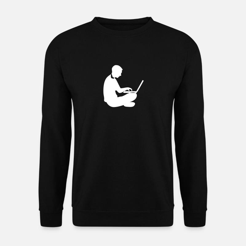 Laptop Mann Surfen - Unisex Pullover - Schwarz