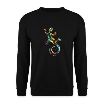 GECKO abstract colorful - Unisex Sweatshirt - black - Front - Alina (178cm) & Michal (187cm)