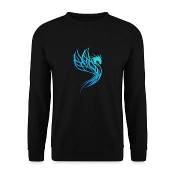 Blauer Wasser-Drache - Unisex Pullover - Schwarz - Vorne - Alina (178cm) & Michal (187cm)