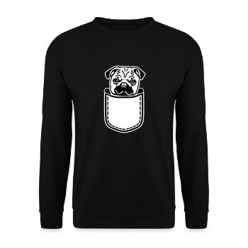 Mops - Unisex Pullover - Schwarz - Vorne - Alina (178cm) & Michal (187cm)