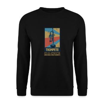Trompeter Geschenkidee Blasmusiker Trompete - Unisex Pullover - Schwarz - Vorne - Alina (178cm) & Michal (187cm)