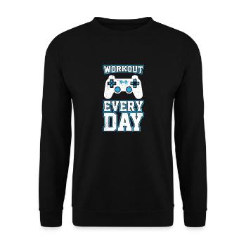 Gamer Gift Workout every day - Unisex Sweatshirt - black - Front - Alina (178cm) & Michal (187cm)