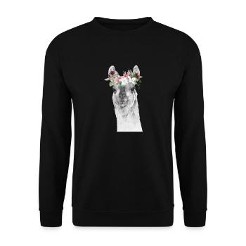 Llama - Unisex Sweatshirt - black - Front - Alina (178cm) & Michal (187cm)