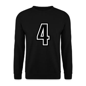 4 - Zahl 4 - Trikotnummer zweifarbig farbe ändern - Unisex Pullover - Schwarz - Vorne - Alina (178cm) & Michal (187cm)