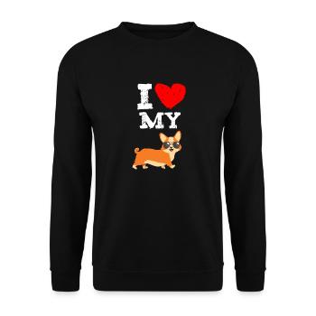 I love my corgi funny gift dog mom dog dad - Sweat-shirt Unisexe - noir - Devant - Alina (178cm) & Michal (187cm)