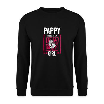 Pappy Thinks It's a Girl Gender Reveal Funny Baby - Unisex Sweatshirt - black - Front - Alina (178cm) & Michal (187cm)