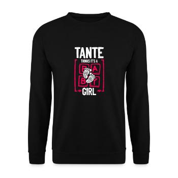 Tante Thinks It's a Girl Gender Reveal Funny Baby - Unisex Pullover - Schwarz - Vorne - Alina (178cm) & Michal (187cm)