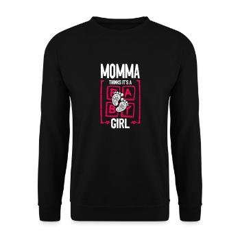 Momma Thinks It's a Girl Gender Reveal Funny Baby - Unisex Pullover - Schwarz - Vorne - Alina (178cm) & Michal (187cm)