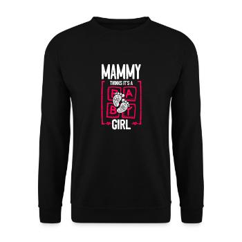 Mammy Thinks It's a Girl Gender Reveal Funny Baby - Unisex Sweatshirt - black - Front - Alina (178cm) & Michal (187cm)