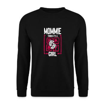 Mommie Thinks It's a Girl Gender Reveal Funny - Unisex Sweatshirt - black - Front - Alina (178cm) & Michal (187cm)