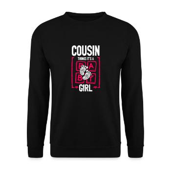 Cousin Thinks It's a Girl Gender Reveal Funny - Unisex Sweatshirt - black - Front - Alina (178cm) & Michal (187cm)