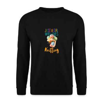 JUST A GIRL WHO LOVES KNITTING - Unisex Sweatshirt - black - Front - Alina (178cm) & Michal (187cm)