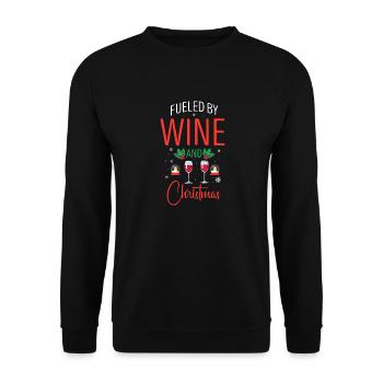 Alimenté par le vin et Noël Rétro Wine Lover - Sweat-shirt Unisexe - noir - Devant - Alina (178cm) & Michal (187cm)