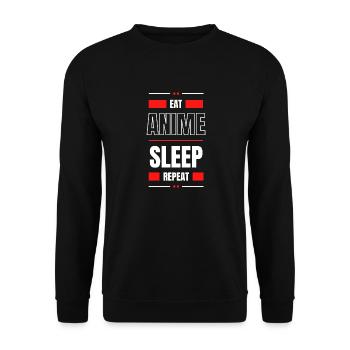 EAT ANIME SLEEP REPEAT - Unisex Pullover - Schwarz - Vorne - Alina (178cm) & Michal (187cm)