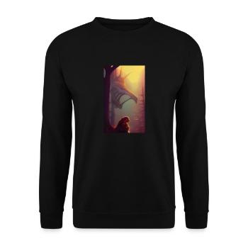 Creepy Horror Comic Alien on a strange planet land - Unisex Sweatshirt - black - Front - Alina (178cm) & Michal (187cm)