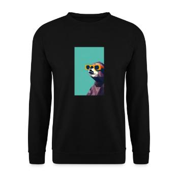 Cooles Comic-Porträt eines Faultiers mit Sonnenbrille - Unisex Pullover - Schwarz - Vorne - Alina (178cm) & Michal (187cm)