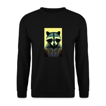 Comic-Karikatur eines nordamerikanischen Waschbären - Unisex Pullover - Schwarz - Vorne - Alina (178cm) & Michal (187cm)