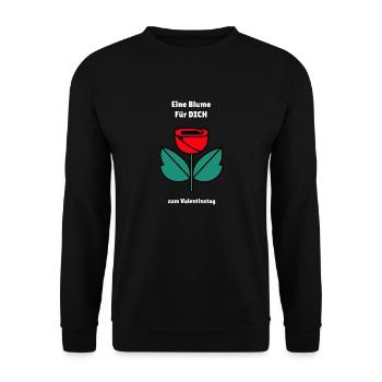 Eine Blume für DICH zum Valentinstag - Unisex Pullover - Schwarz - Vorne - Alina (178cm) & Michal (187cm)