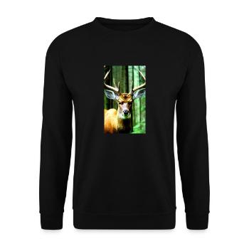 Cool Comic Portrait of a wild fallow deer majestic - Unisex Sweatshirt - black - Front - Alina (178cm) & Michal (187cm)