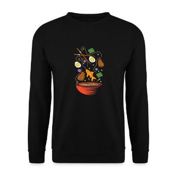 Bol à ramen ironique mangeant des poissons rouges, - Sweat-shirt Unisexe - noir - Devant - Alina (178cm) & Michal (187cm)