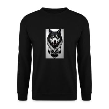 Wolf - Unisex Pullover - Schwarz - Vorne - Alina (178cm) & Michal (187cm)