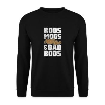 Rod mods & dad bods - Unisex Pullover - Schwarz - Vorne - Alina (178cm) & Michal (187cm)