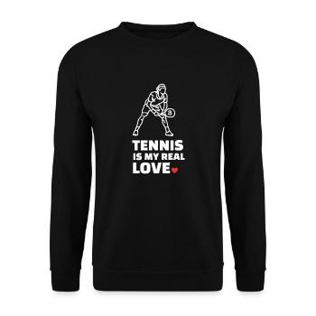 I love tennis - Unisex Sweatshirt - black - Front - Alina (178cm) & Michal (187cm)