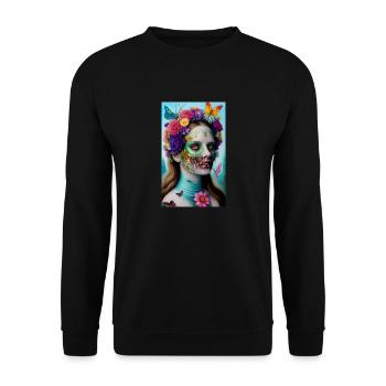 ARTWORK Flower Butterfly Beauty - Unisex Sweatshirt - black - Front - Alina (178cm) & Michal (187cm)