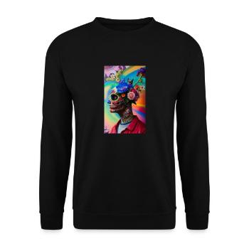 ARTWORK Flower Skull Head Guy - Unisex Sweatshirt - black - Front - Alina (178cm) & Michal (187cm)
