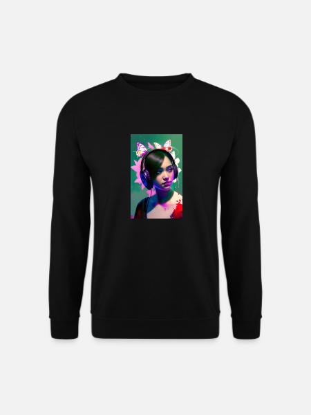 ARTWORK Headphones Girl Lea - Unisex Pullover - Schwarz