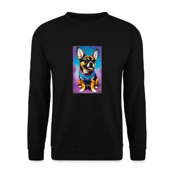 Shepard Welpe Gemälde - Unisex Pullover - Schwarz - Vorne - Alina (178cm) & Michal (187cm)