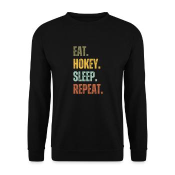 EAT HOKEY SLEEP REPEAT - Unisex Sweatshirt - black - Front - Alina (178cm) & Michal (187cm)