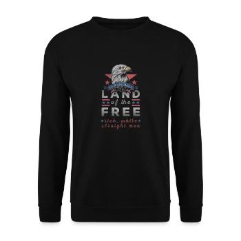 USA Land of the Free Rich White Straight Men - Unisex Sweatshirt - black - Front - Alina (178cm) & Michal (187cm)