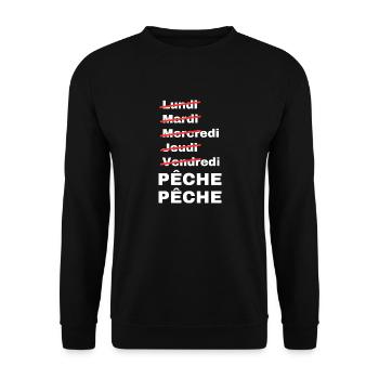 week-end pêche - Sweat-shirt Unisexe - noir - Devant - Alina (178cm) & Michal (187cm)