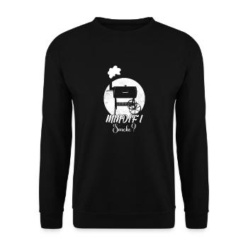 Mind If I Smoke? Smoker BBQ Grilling - Unisex Pullover - Schwarz - Vorne - Alina (178cm) & Michal (187cm)