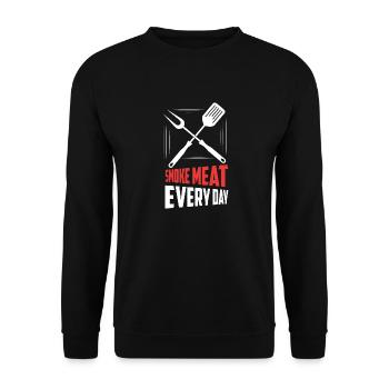 Smoke Meat Every Day Smoker BBQ Grilling - Unisex Pullover - Schwarz - Vorne - Alina (178cm) & Michal (187cm)