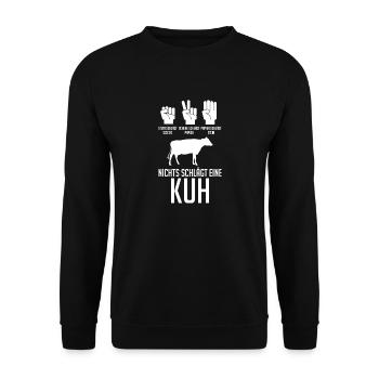 Kuh Landwirt Bauernhof Kühe - Unisex Pullover - Schwarz - Vorne - Alina (178cm) & Michal (187cm)