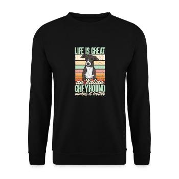 Italienischer Windspiel Windhund Hunde - Unisex Pullover - Schwarz - Vorne - Alina (178cm) & Michal (187cm)