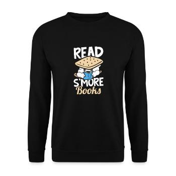 Read Smore Books Cute Marshmallow Men Camping - Unisex Sweatshirt - black - Front - Alina (178cm) & Michal (187cm)