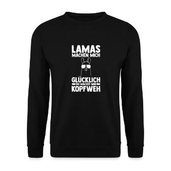 Lama - Unisex Pullover - Schwarz - Vorne - Alina (178cm) & Michal (187cm)