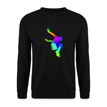 Colorful rainbow parkour runner in backflip sport - Unisex Sweatshirt - black - Front - Alina (178cm) & Michal (187cm)