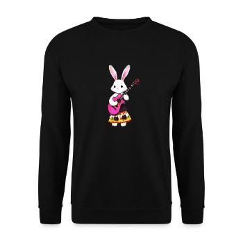 Mignon lapin romantique avec guitare - Sweat-shirt Unisexe - noir - Devant - Alina (178cm) & Michal (187cm)