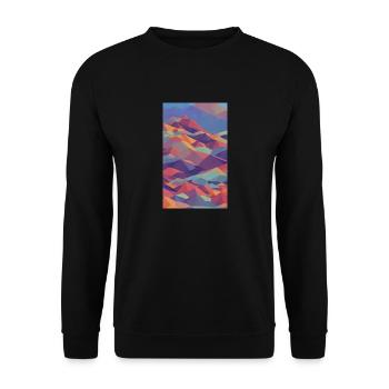 Farbenfrohes Geometrisches Bergpanorama - Unisex Pullover - Schwarz - Vorne - Alina (178cm) & Michal (187cm)