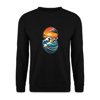 vague - été - vacances - Sweat-shirt Unisexe - noir - Devant - Alina (178cm) & Michal (187cm)