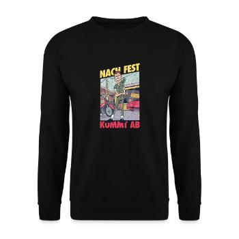Nach Fest kommt ab! Lustiges Autoliebhaber Design - Unisex Pullover - Schwarz - Vorne - Alina (178cm) & Michal (187cm)