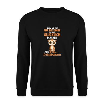 Erdmännchen - Unisex Pullover - Schwarz - Vorne - Alina (178cm) & Michal (187cm)